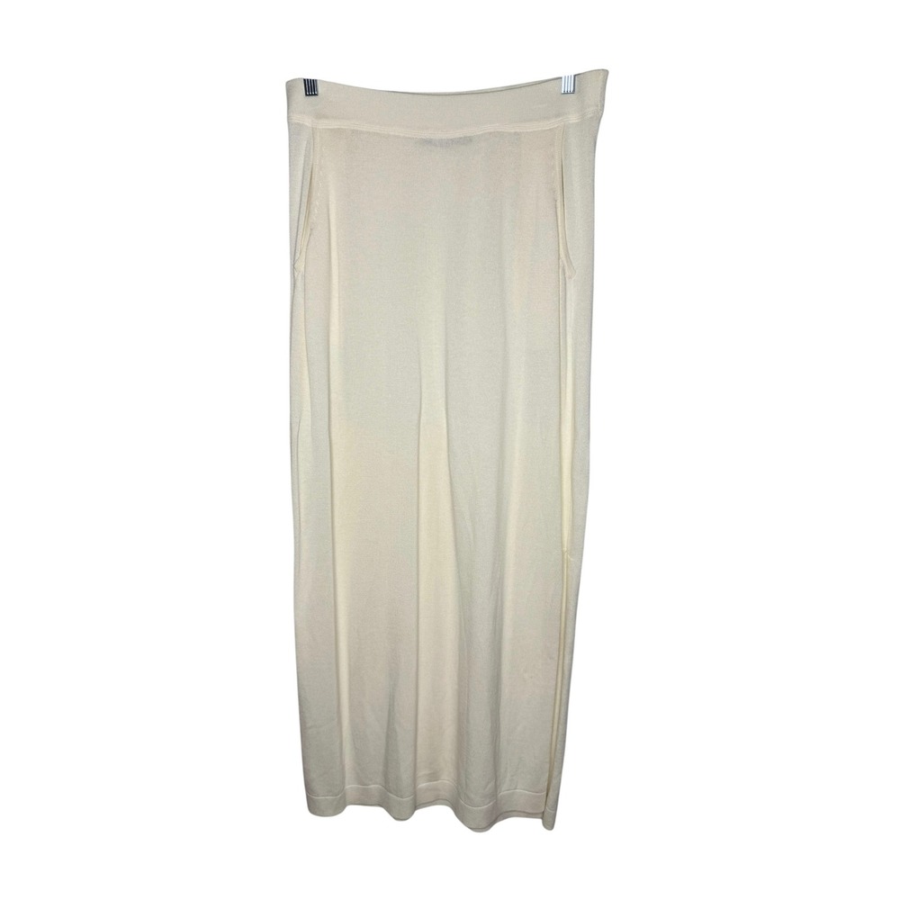 Peruvian Connection Pima Cotton Modal Knit Maxi Skirt Large Ivory Off White